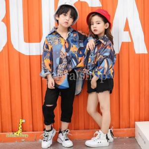 キッズ ダンス衣装 ヒップホップ 花柄シャツ ...の詳細画像2