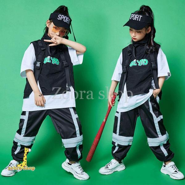 キッズ ダンス衣装 セットアップ ヒップホップ HIPHOP Ｔシャツ 子供服 ズボン トップス パ...