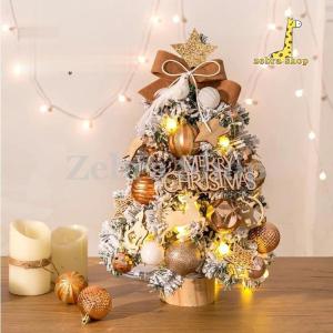 クリスマスツリー 卓上 45cm クリスマスツリー 北欧風 ミニクリスマスツリー LEDライト付き LEDイルミネーション リボン キラキラ オーナメント 卓上ツリー