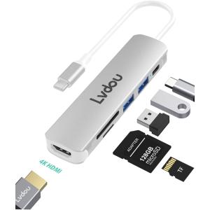 【互換品】USB C ハブ アダプタ 6-in-1 マルチポート Type-C 85W PD充電 4K HDMI Micro MDM(Silver)