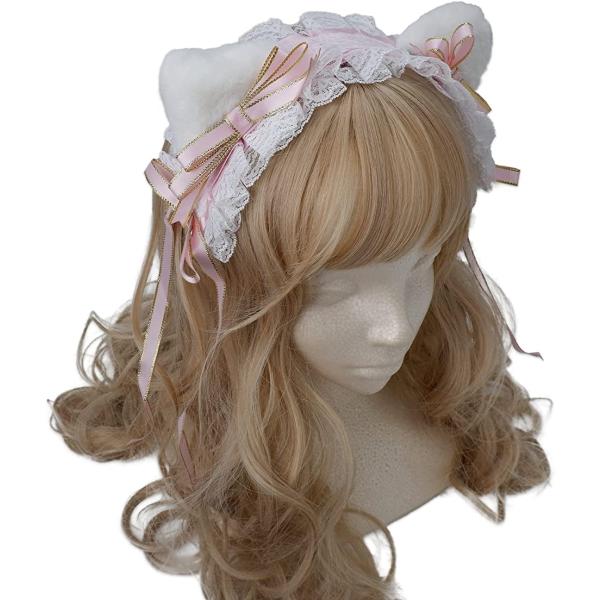 猫耳カチューシャ ヘッドドレス ヘアバレッタ 可愛い コスプレ( ピンク) 髪飾り