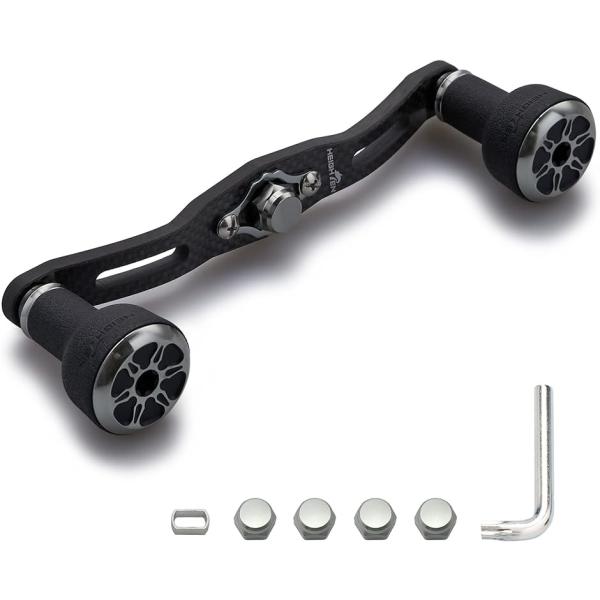 リール ハンドル カーボン 直径24mm TPE製 ノブ搭載 シマノ ダイワ アブ MDM( ブラッ...