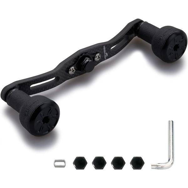 リール ハンドル カーボン 直径24mm TPE製 ノブ搭載 シマノ ダイワ アブ 通用 ベイトリー...