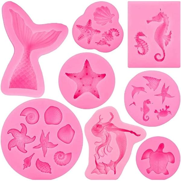 シリコンモールド UVレジン 抜き型 DIY 手作り 人魚 海洋系 8個セット( 海洋系8個セット)