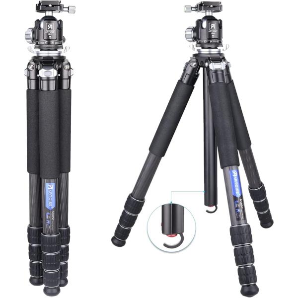 【互換品】カーボン三脚 全高1770mm 32mmパイプ径 四段ナットロック式10層カーボンファイバ...