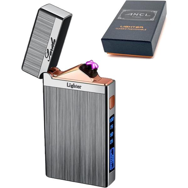 プラズマライター ライト付 電子ライター USB充電式( シルバー)