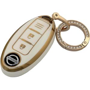 キーケース 日産 キーカバー ニッサン セレナ ノート キックス 他 対応 インテリジェントキー スマートキー (ホワイト「B」)