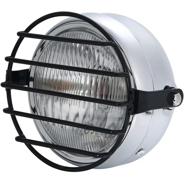 12V ビンテージ ベーツライト ヘッドライト ブラケット 付き ボバー ガード オフロード H4 ...