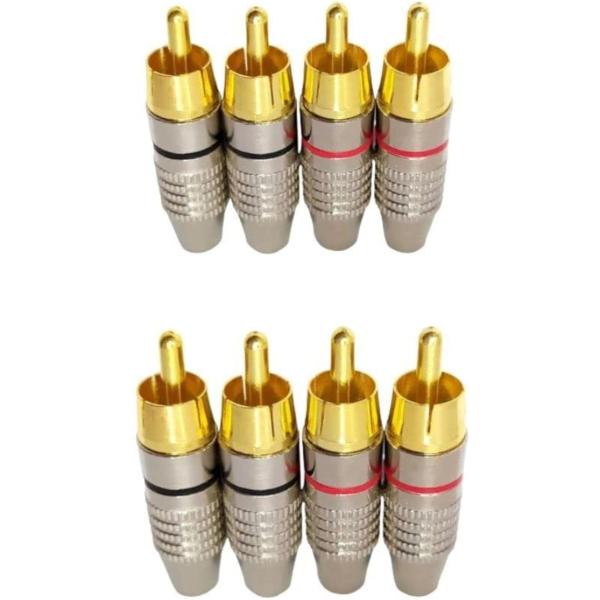 プラグ 金メッキ RCA端子 ピンプラグ スピーカー アダプタ ケーブル コネクタ 交換(8個)