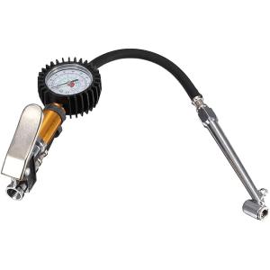 エアゲージ タイヤ 車 バイク アナログ タイヤ交換 測定 タイヤゲージ 空気圧 エアチャックガン( ブラック)｜zebrand-shop