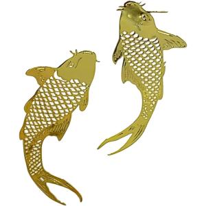 ゴールド 金の錦鯉 ニシキゴイ 鯉の滝登り 6x5cm シール 5枚E515｜zebrand-shop