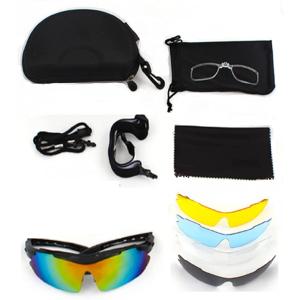 タクティカルゴーグル サバゲー UVカット サングラス 偏光 ミラー 3色 5枚レンズセット ミラーレンズ付