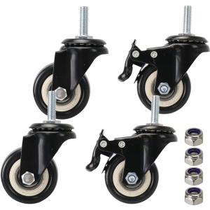 取替えキャスター 4個セット ブレーキ付き ネジ式 静音タイプ