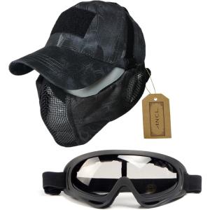 サバゲー フェイスガード ゴーグル 帽子 プロテクター マスク フェイスマスク サバイバルゲーム( タイフォンブラック)｜zebrand-shop