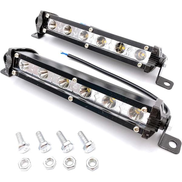 LED ライトバー ワークライト フォグ ランプ 18w 12V 24V 7インチ 作業灯 釣り 集...