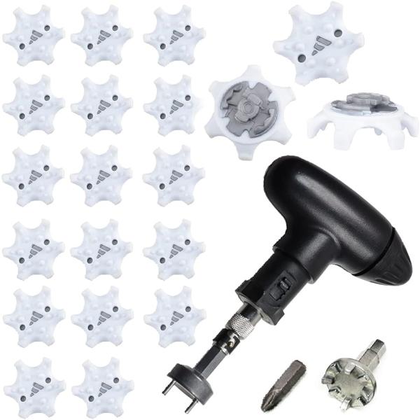 交換用ゴルフシューズ スパイク鋲 ソフトスパイク ハンドルレンチ付( スパイク白／20個セット)