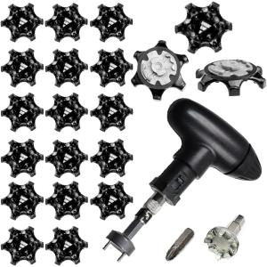 交換用ゴルフシューズ スパイク鋲 ソフトスパイク ハンドルレンチ付( スパイク黒／20個セット)