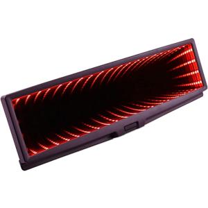 ルームミラー LED ブラックホール ワイドミラー バック インテリア カスタム パーツ 電池式 車内 赤( レッド)
