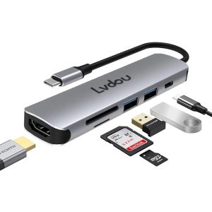 USB C ハブ アダプタ 6-in-1 マルチポート Type-C 85W PD充電 4K HDM...