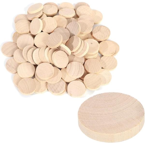木製スライス 木材チップ 木片 丸型 円形 素材 100個 パーツ 手芸 クラフト ペイント 直径3...