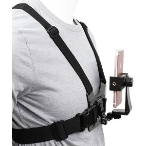 ハーネスチェストマウント スマホ アクション カメラ 動画 撮影用 角度調整 (ブラック)