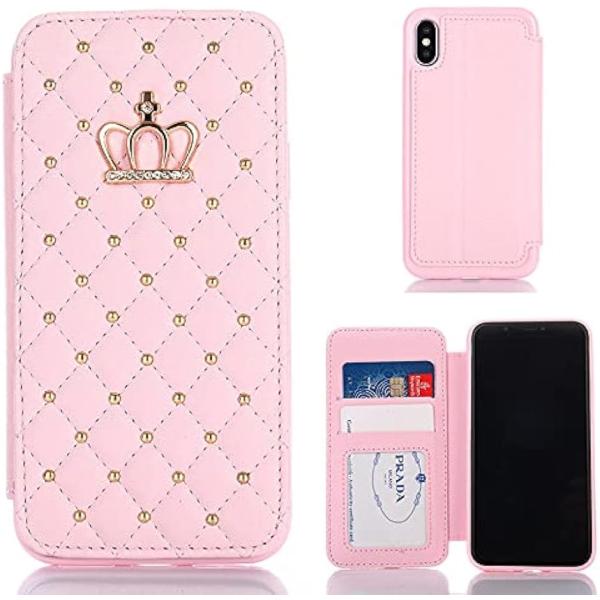 iphone ケース 手帳型 アイフォンケース MDM( ピンク,  Crown-Leather c...