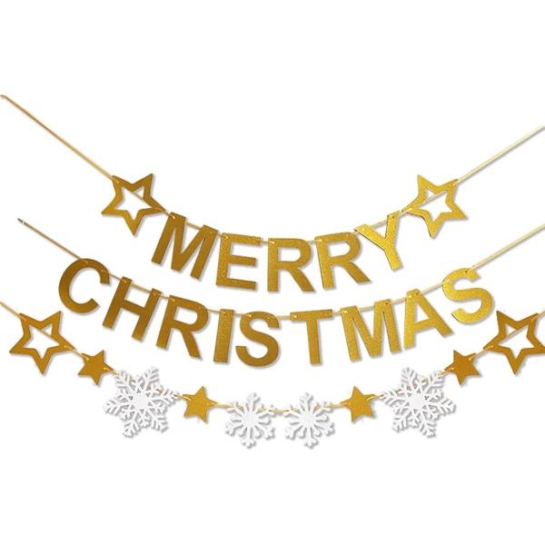 クリスマス ガーランド 飾り付け 装飾 ゴールド スター Merry Christmas 2本 セッ...