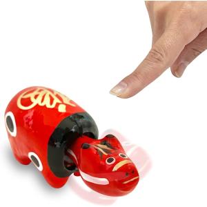 日本製 希少生産 赤べこ 幸福の牛 縁起物 手作り 張り子 民芸品 郷土