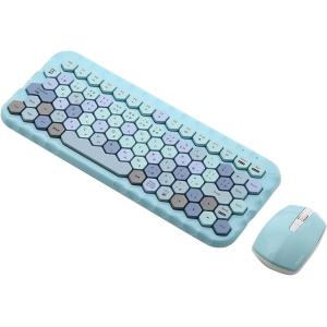 ハニーカラフル ワイヤレスキーボード マウス セット 無線 かわいい オシャレ 静音 テンキーレス コンパクト 日本語配列( Blue)｜zebrand-shop