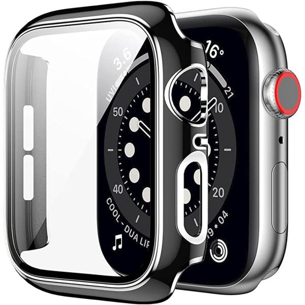 アップルウォッチ カバー apple watch ケース 高級仕様 保護 ブラック 黒 x 銀 6(...