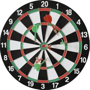 ダーツボード 矢付き 両面式 競技 練習用 ダーツ矢 12インチ 4本付(白、黒、赤、緑)