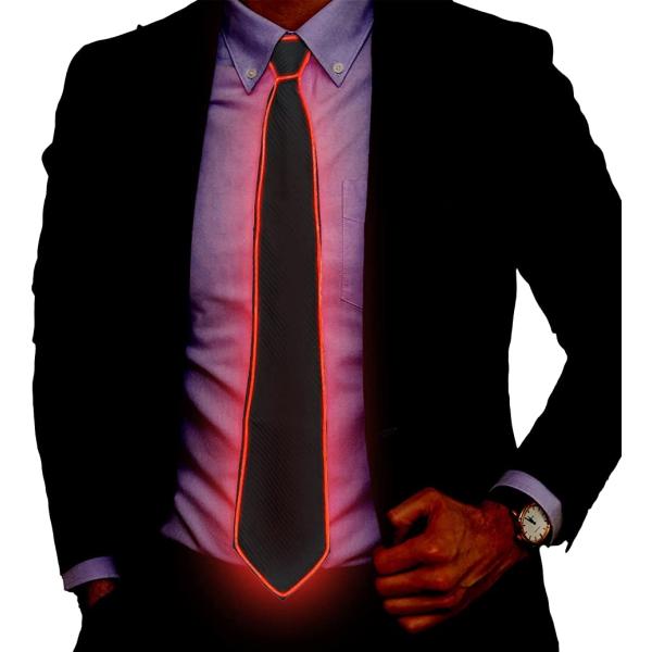 LED ネクタイ 近未来 コスプレ 服 サイバー ダンス イベント 光る チャラい 仮装 衣装(赤)