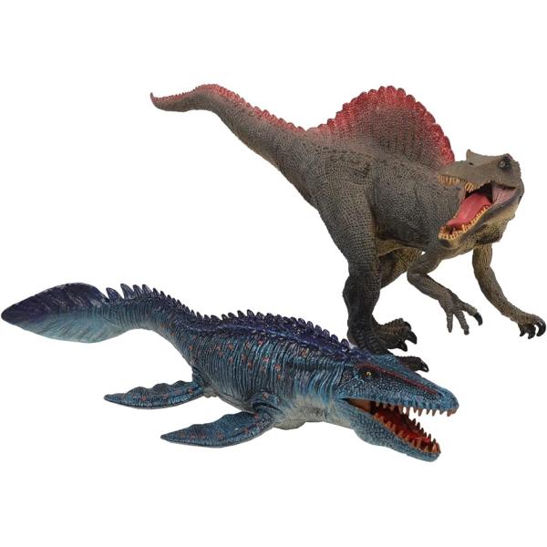恐竜 おもちゃ 古代生物 フィギュア 肉食恐竜 海 人形 スピノサウルス＋モササウルス2体