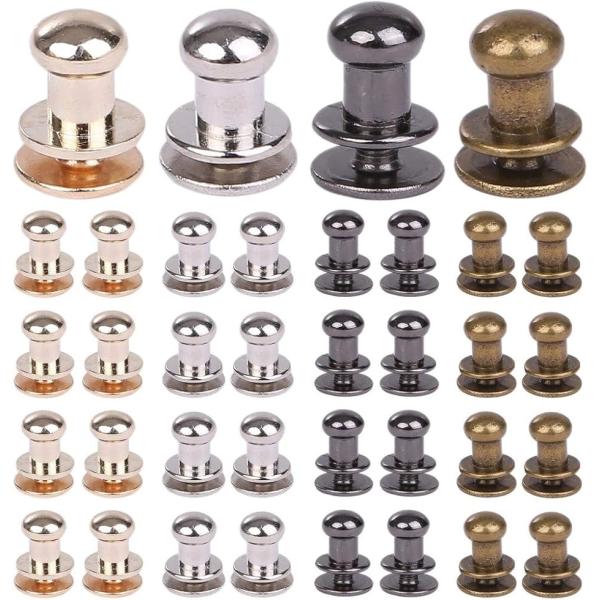 ネジ式 6mm ギボシ 80個セット レザー用 レザークラフト ハンドメイド パーツ 4色 各20個...