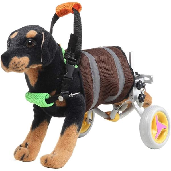 犬用 車いす ペット 歩行器 小型犬用 車椅子 ドックウォーカー 補助輪( グレー)