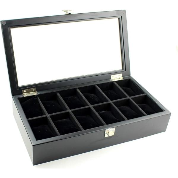高級 木製 腕時計 収納 ボックス 12本用 ガラス窓付き コレクション ウォッチ ケース ディスプ...