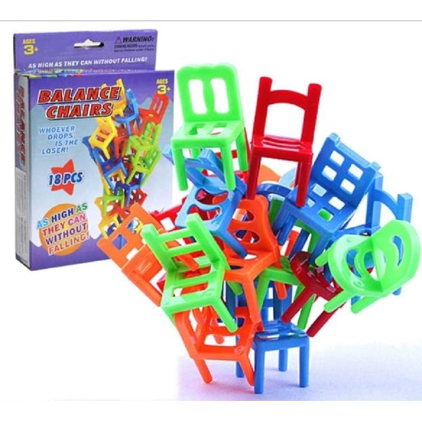バランスゲーム 椅子 椅子ゲーム 18ピース パズ おもちゃ 積み木 子供 子ども カラフル プレゼ...