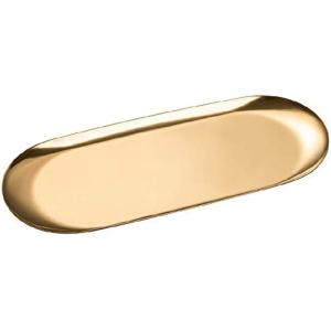 ステンレス キャッシュトレイ コイントレイ 会計皿 おしぼり置き 釣り銭 トレー 楕円形(ゴールド)