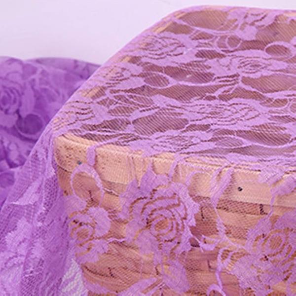 全11色 カラー バラ 柄 レース 生地 手芸用 約2m 幅約1.5m (紫色)