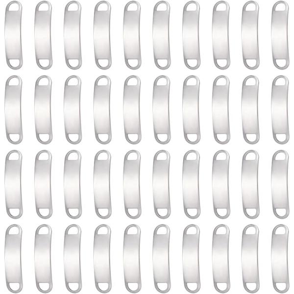 長方形ブランクタグコネクタ 304ステンレス製 リンクコネクタ レタリング可能 刻印可能( 40個-...