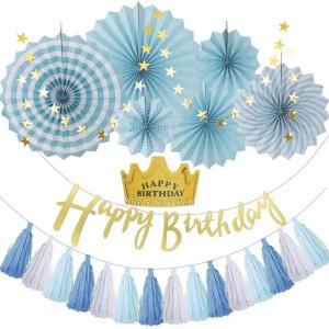 誕生日 飾り付け バルーン 風船 ガーランド happy birthday 大 人気 デコレーションセット( ブルー)