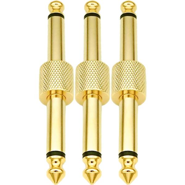 パッチケーブル エフェクター プラグ シールド 連結 ペダル ジャック ストレート 接続(ゴールド,...