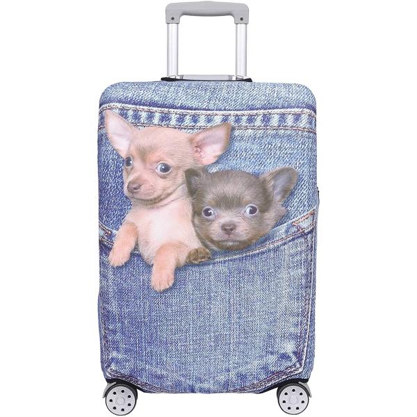 スーツケース 保護 カバー かわいい イヌ ネコ デニム トランクケース キャリーケース 伸縮 旅行...