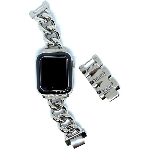 Apple Watch対応 チェーン ベルト 時計バンド アップルウォッチ ステンレス( シルバー,...