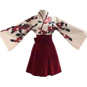 レディレイジー 大正ロマン 袴 和服 着物 漢服 コスプレ 民族衣装 レディース ショート 椿柄 赤(レッド, M)