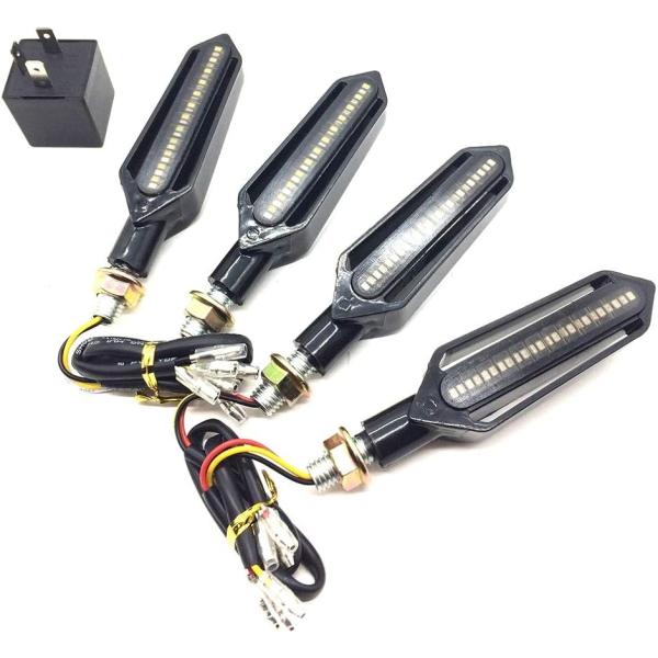 バイク用 12V LED シーケンシャル ウインカー 流れる ウィンカー 4個 リレー セット ポジ...