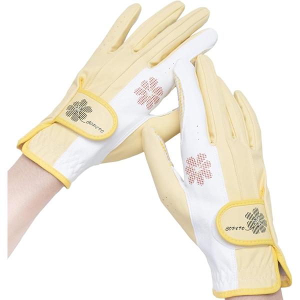 プレミーノ ゴルフ グローブ 手袋 レディース 両手 フィット感 耐久性 21(イエロー,  21 ...