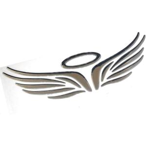 天使 エンジェル ウイング シャープ ドレスアップ 3D ステッカー エンブレム( シルバー)