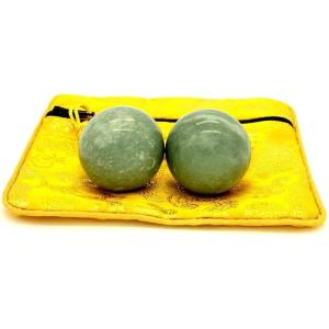 健身球 健康球 健康ボール 脳活ボール 天然石ボール ２個セット MDM(グリーン,  S)