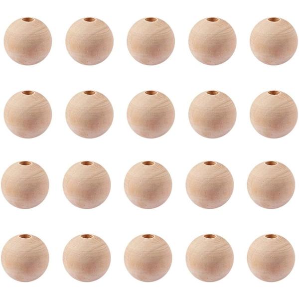 約50個 ウッドビーズ 木製ビーズ 丸型 無地 ボール 絵画可 DIY用 MDM( 30mm)